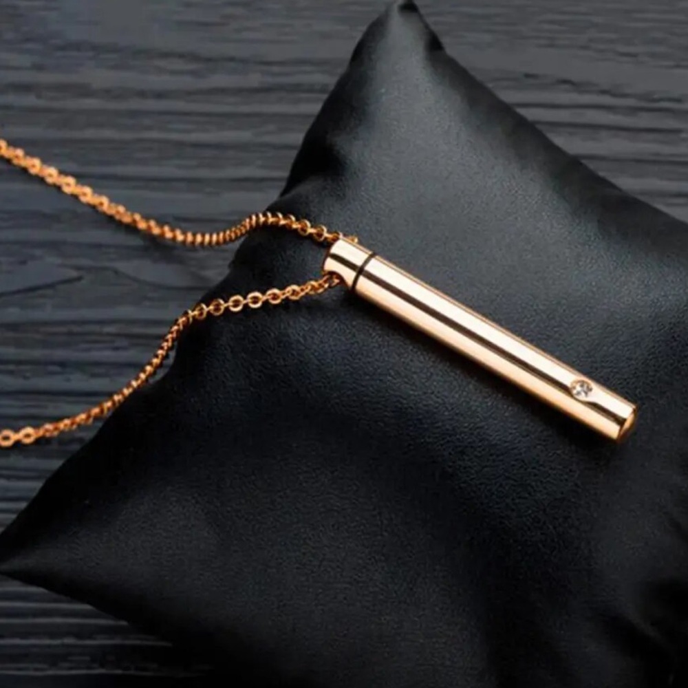 Stainless Steel Hidden Compartment Bar Necklace - Picture 10 of 10